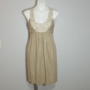 Molly New York Shimmer Linen Blend Dress with Lace Size 6